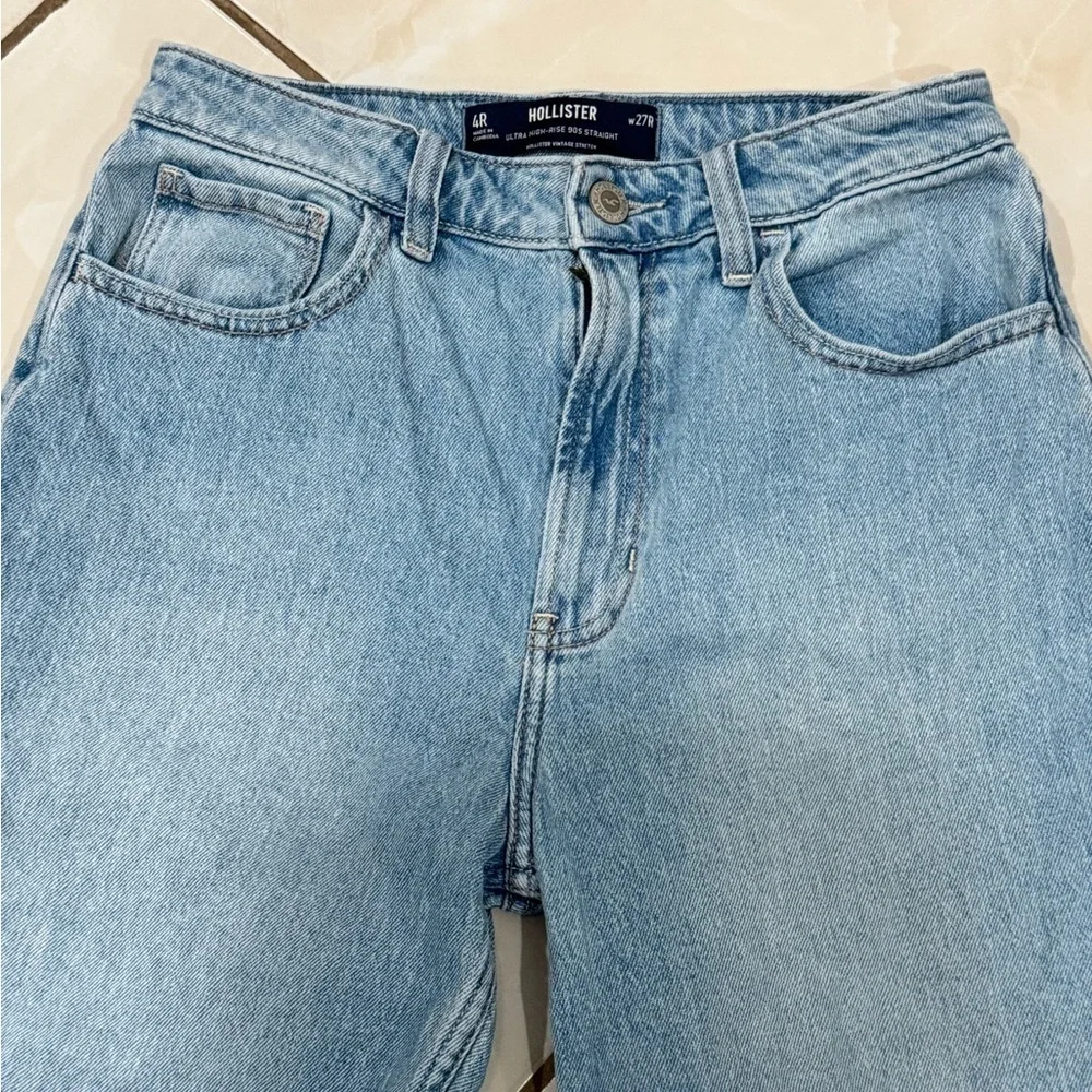 Hollister Blue Ripped Straight Jeans